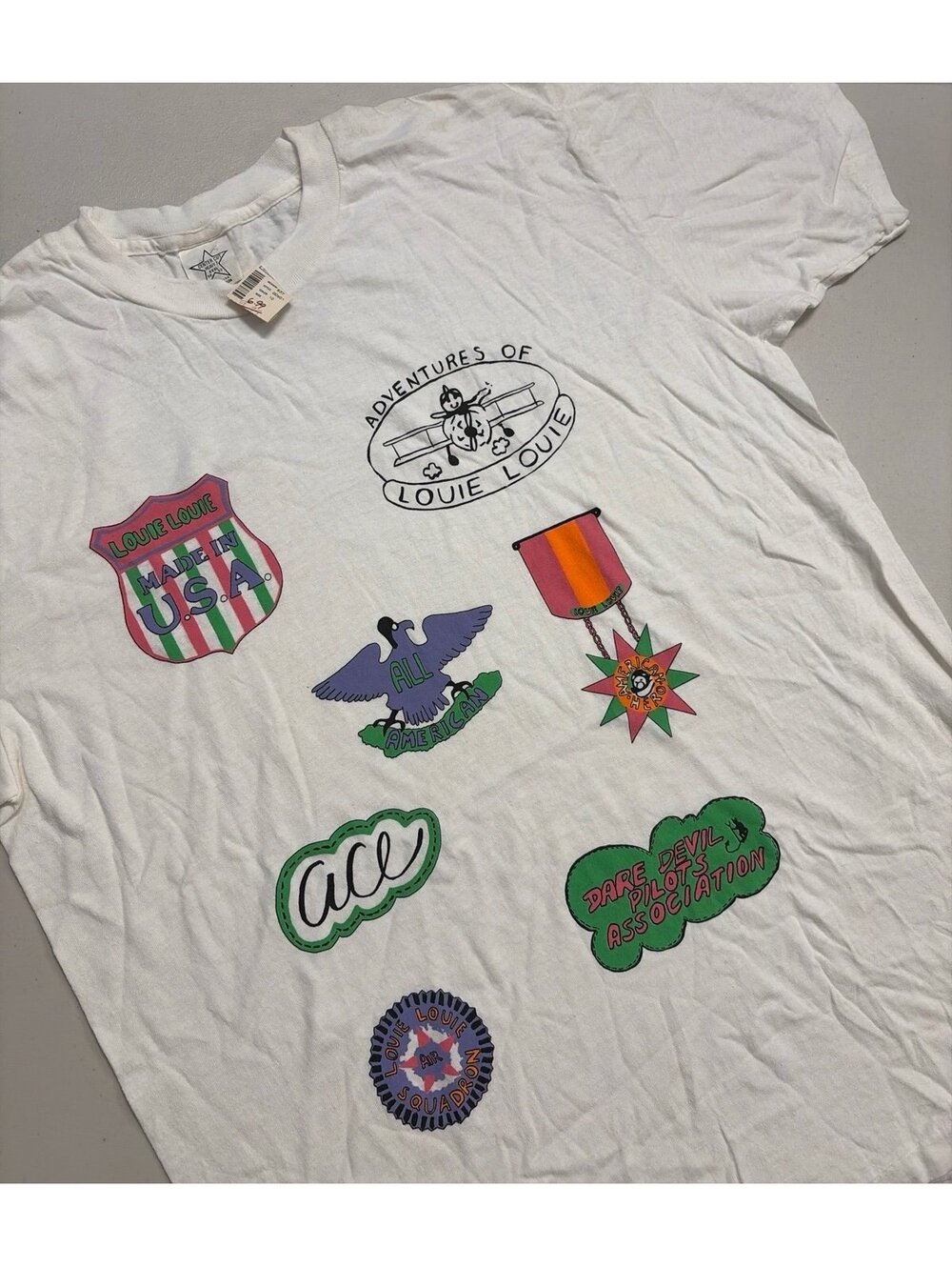 Vintage Adventures Of Louie Louie T Shirt XXXL NOS Cartoon Pilot Aviation USA